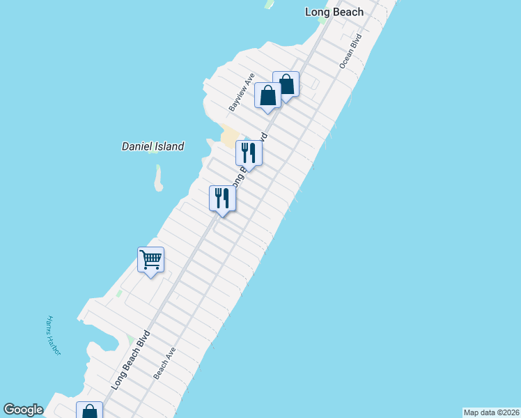 map of restaurants, bars, coffee shops, grocery stores, and more near 8411 Beach Avenue in Long Beach