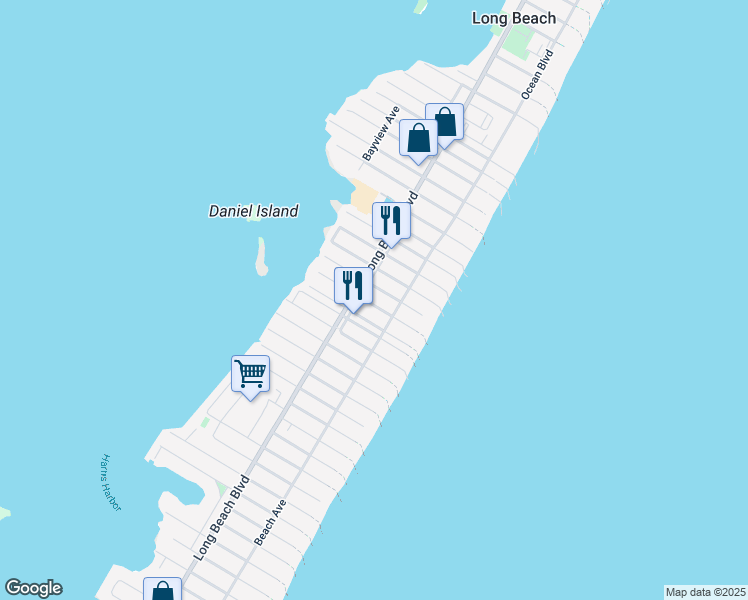 map of restaurants, bars, coffee shops, grocery stores, and more near 3 East 86th Street in Harvey Cedars