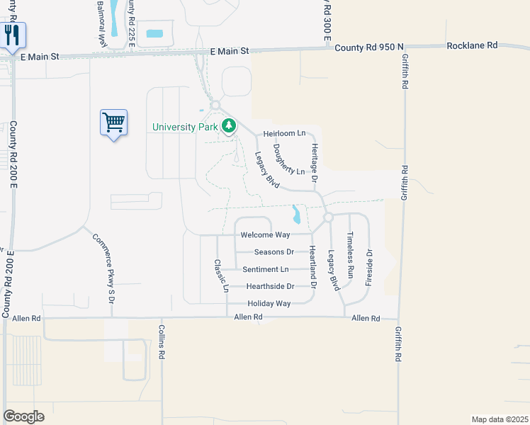 map of restaurants, bars, coffee shops, grocery stores, and more near 2938 Treehouse Pass in Greenwood