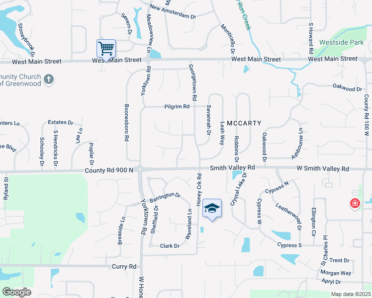 map of restaurants, bars, coffee shops, grocery stores, and more near 641 Oldfield Commons Drive in Greenwood