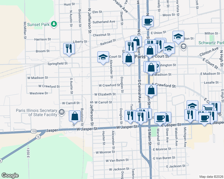 map of restaurants, bars, coffee shops, grocery stores, and more near 449 Alexander Street in Paris