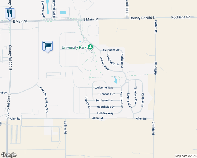 map of restaurants, bars, coffee shops, grocery stores, and more near 2914 Treehouse Pass in Greenwood