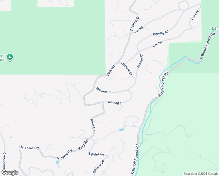 map of restaurants, bars, coffee shops, grocery stores, and more near 30485 Monroe Drive in Evergreen