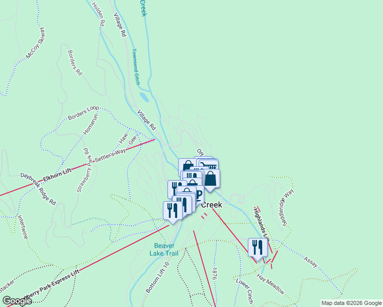 map of restaurants, bars, coffee shops, grocery stores, and more near 120 Offerson Road in Beaver Creek