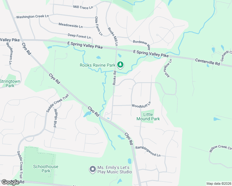 map of restaurants, bars, coffee shops, grocery stores, and more near 2525 Meadow Haven Point in Dayton