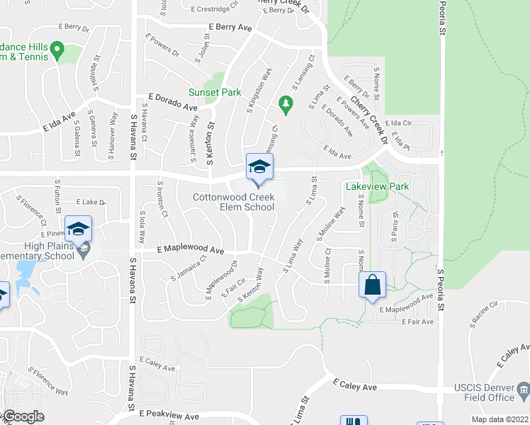 map of restaurants, bars, coffee shops, grocery stores, and more near 6025 South Kingston Circle in Englewood