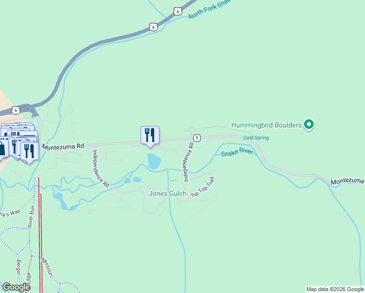 map of restaurants, bars, coffee shops, grocery stores, and more near 261 Alpen Rose Place in Dillon