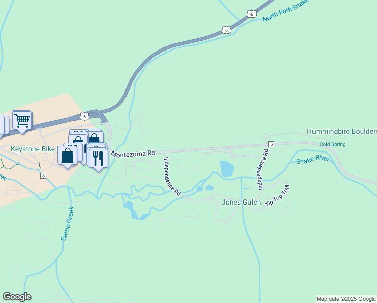 map of restaurants, bars, coffee shops, grocery stores, and more near 590 Montezuma Road in Dillon