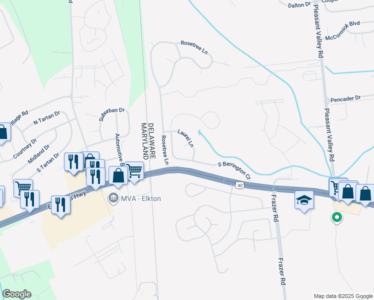 map of restaurants, bars, coffee shops, grocery stores, and more near 3 Kirsten Circle in Newark