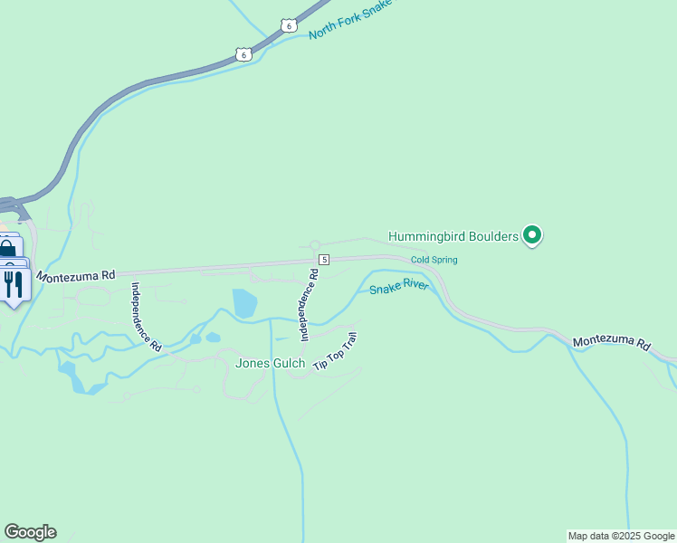 map of restaurants, bars, coffee shops, grocery stores, and more near 58 Trappers Crossing Trail in Unincorporated