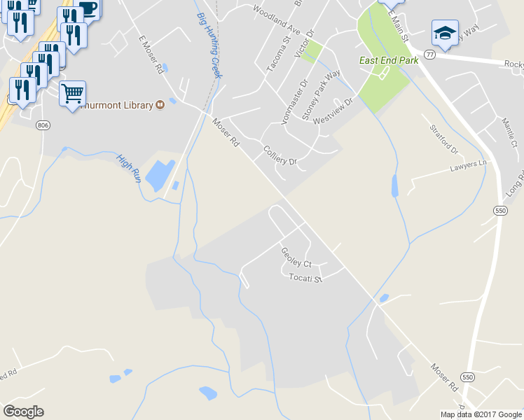 map of restaurants, bars, coffee shops, grocery stores, and more near 22 Sylvia Circle in Thurmont