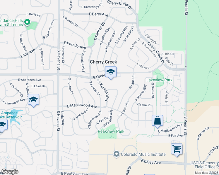 map of restaurants, bars, coffee shops, grocery stores, and more near 6067 South Kingston Circle in Englewood