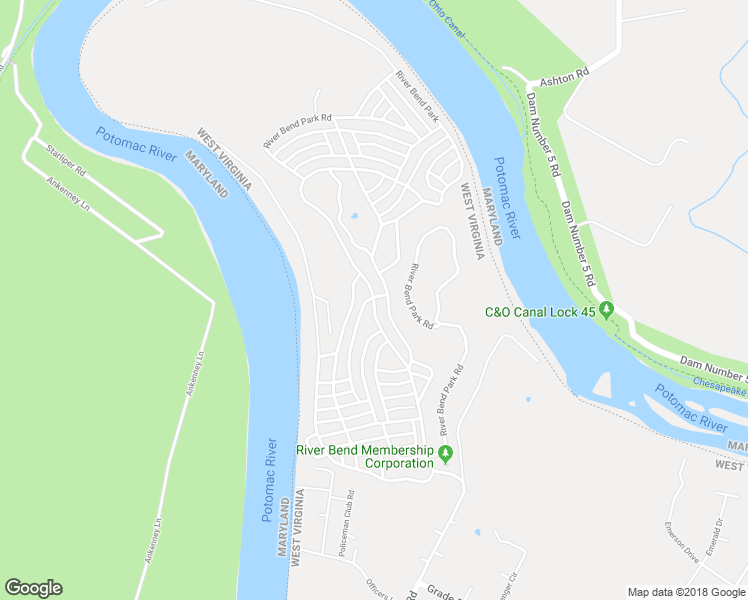 map of restaurants, bars, coffee shops, grocery stores, and more near River Bend Park Road in Falling Waters