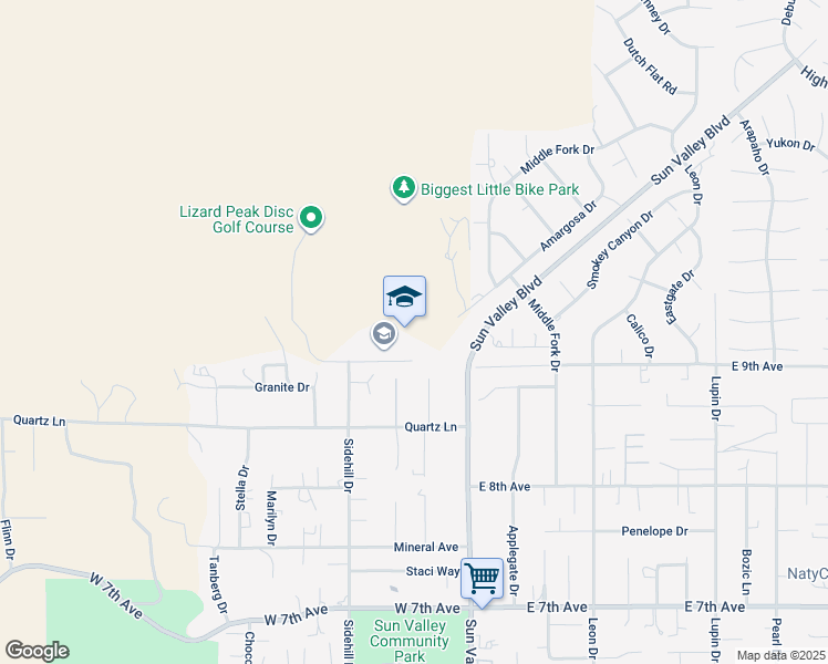 map of restaurants, bars, coffee shops, grocery stores, and more near 5900 Sidehill Drive in Sun Valley