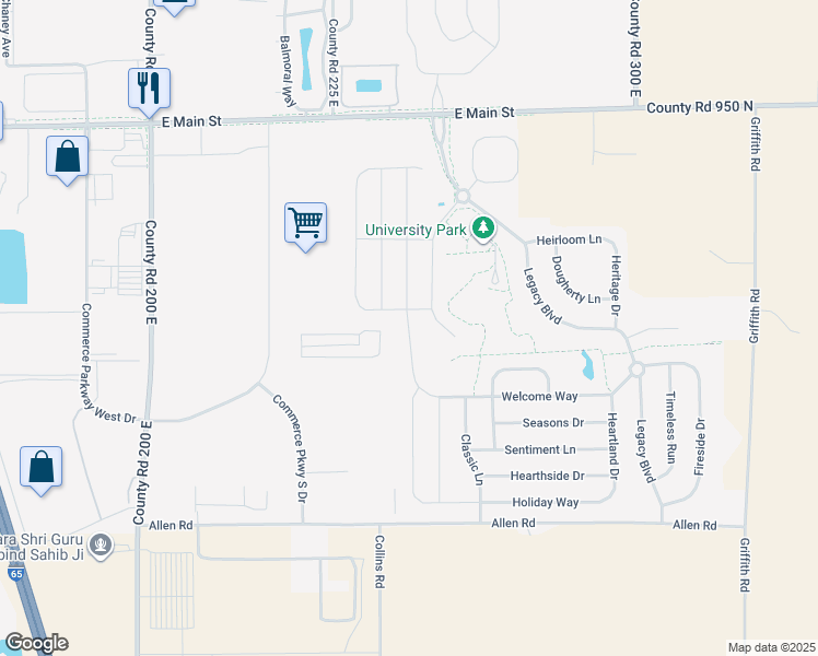 map of restaurants, bars, coffee shops, grocery stores, and more near 542 Dietz Drive in Greenwood