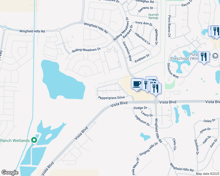 map of restaurants, bars, coffee shops, grocery stores, and more near 6724 Russian Thistle Drive in Sparks