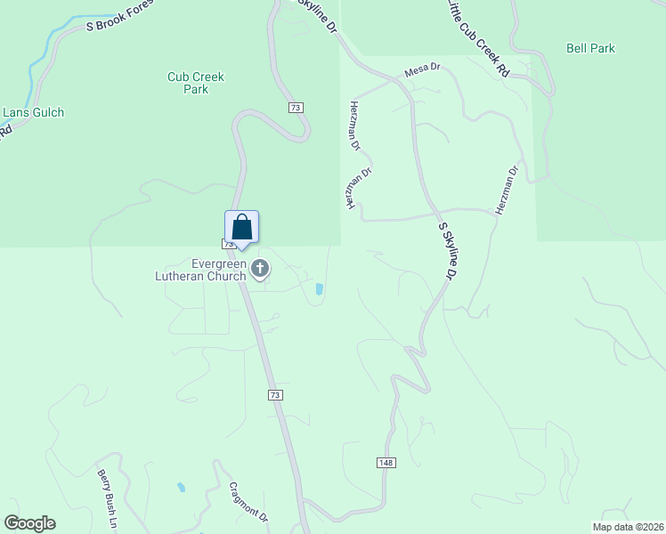 map of restaurants, bars, coffee shops, grocery stores, and more near 27646 Hi View Road in Evergreen