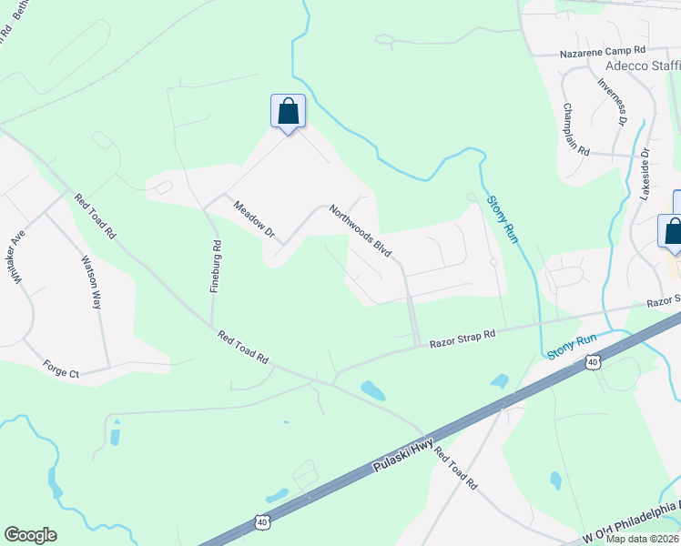 map of restaurants, bars, coffee shops, grocery stores, and more near 88 Catalpa Drive in North East
