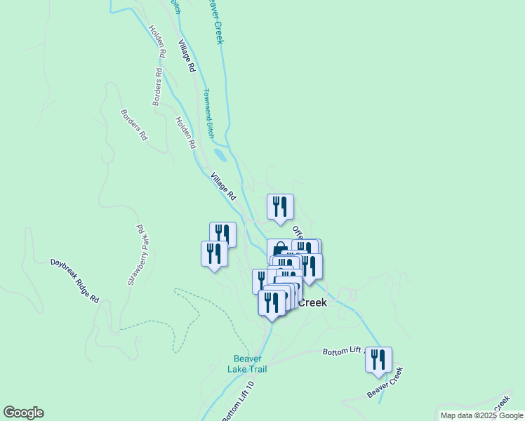 map of restaurants, bars, coffee shops, grocery stores, and more near 93 Offerson Road in Beaver Creek