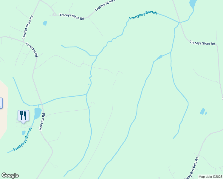map of restaurants, bars, coffee shops, grocery stores, and more near 17634 Bruehl Road in Upperco