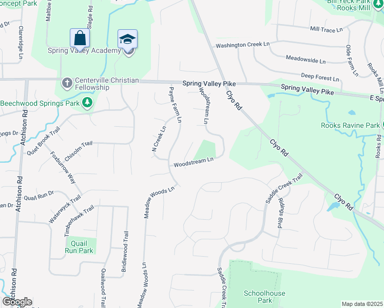 map of restaurants, bars, coffee shops, grocery stores, and more near 9278 Streamview Court in Dayton