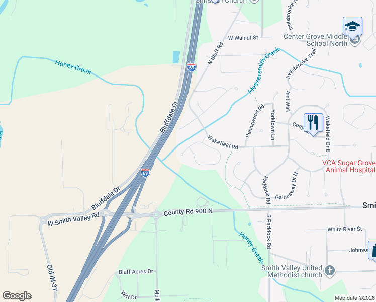 map of restaurants, bars, coffee shops, grocery stores, and more near 5879 Columbia Circle South in Greenwood
