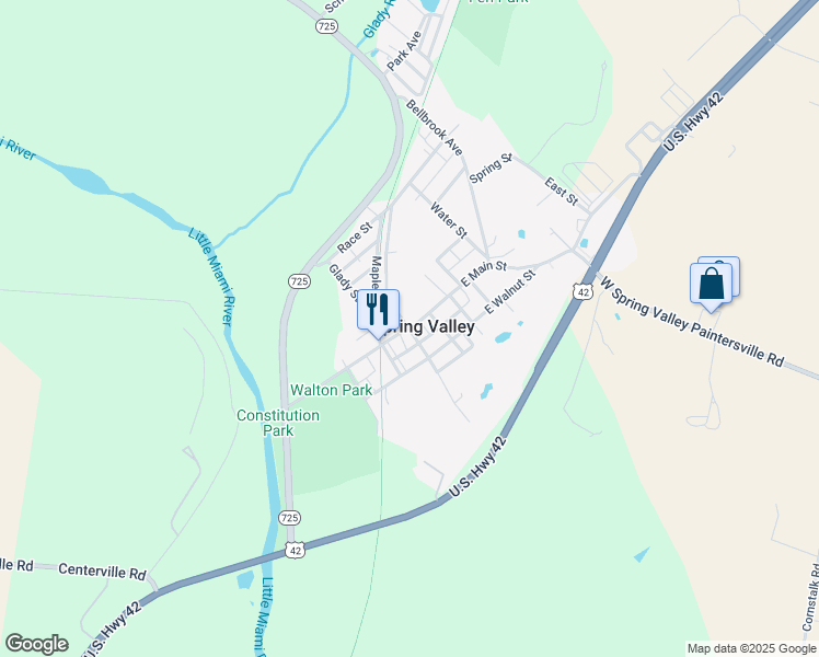 map of restaurants, bars, coffee shops, grocery stores, and more near 4 Main Street in Spring Valley