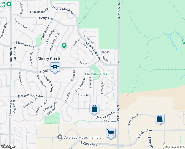 map of restaurants, bars, coffee shops, grocery stores, and more near 5910 South Moline Way in Englewood