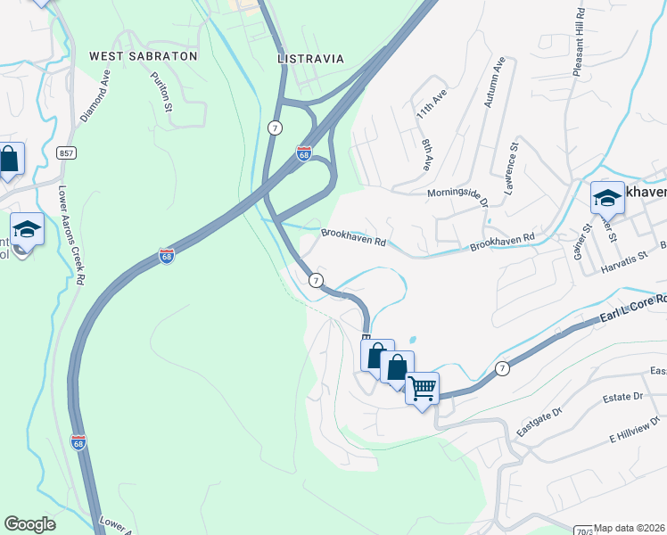 map of restaurants, bars, coffee shops, grocery stores, and more near 3039 Earl L Core Road in Morgantown