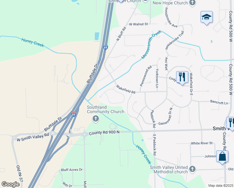 map of restaurants, bars, coffee shops, grocery stores, and more near 5837 Columbia Circle in Greenwood
