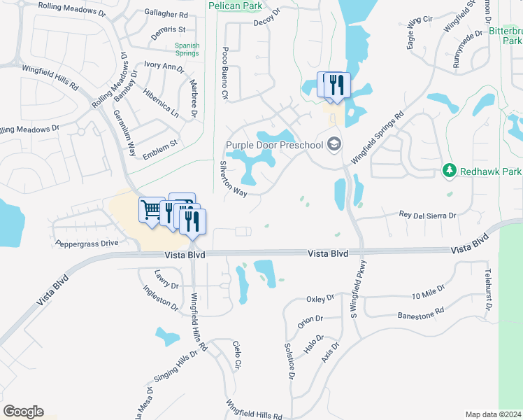 map of restaurants, bars, coffee shops, grocery stores, and more near 6367 Toronto Court in Sparks