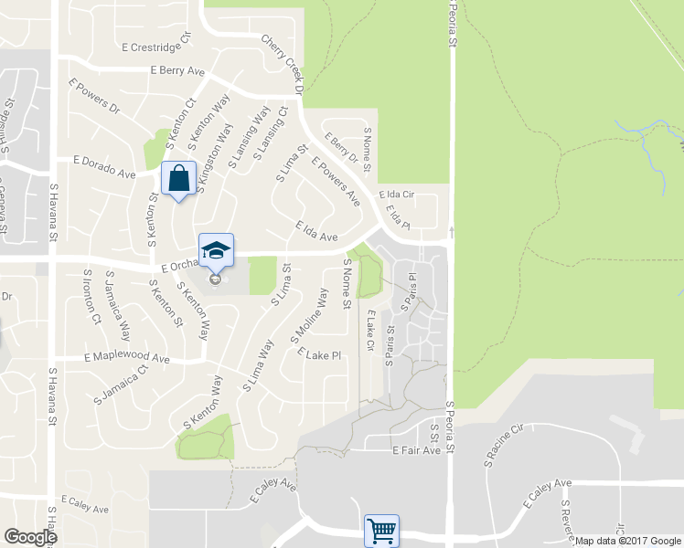 map of restaurants, bars, coffee shops, grocery stores, and more near 5910 South Moline Way in Englewood