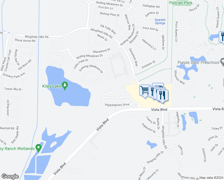 map of restaurants, bars, coffee shops, grocery stores, and more near 6485 Peppergrass Drive in Sparks