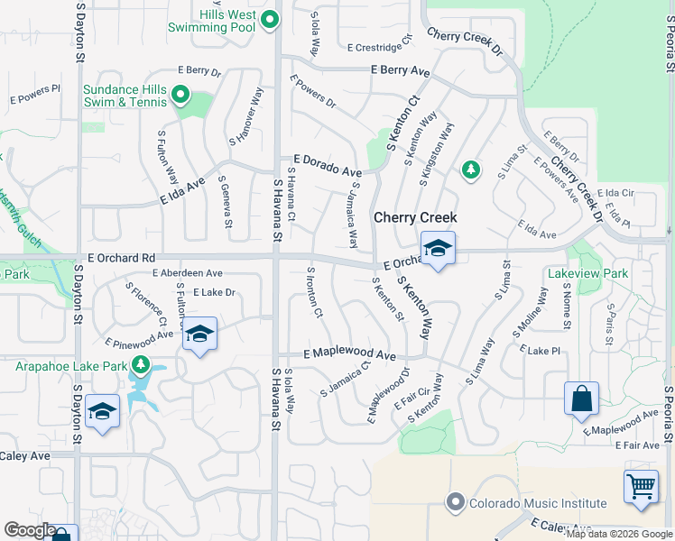 map of restaurants, bars, coffee shops, grocery stores, and more near 5904 South Jamaica Way in Englewood