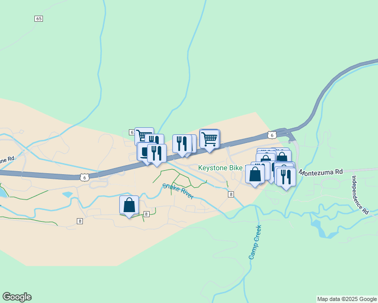 map of restaurants, bars, coffee shops, grocery stores, and more near 23077 U.S. 6 in Dillon