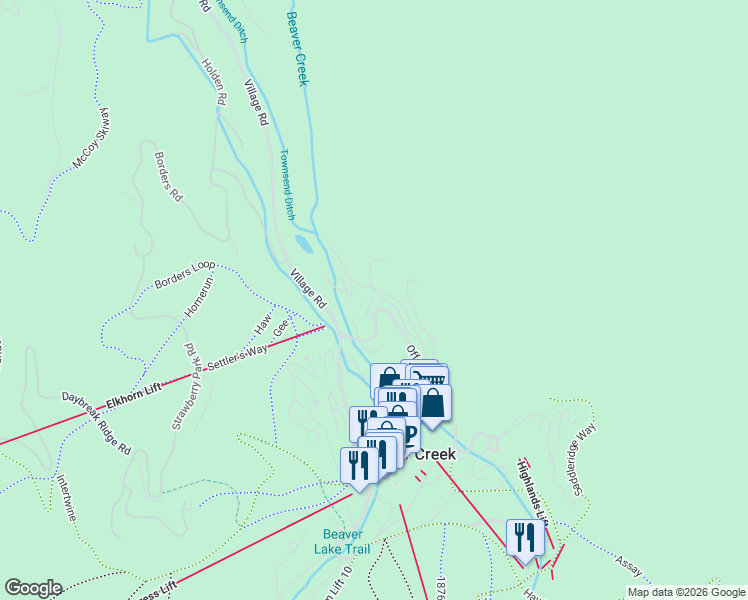map of restaurants, bars, coffee shops, grocery stores, and more near 93 Offerson Road in Beaver Creek