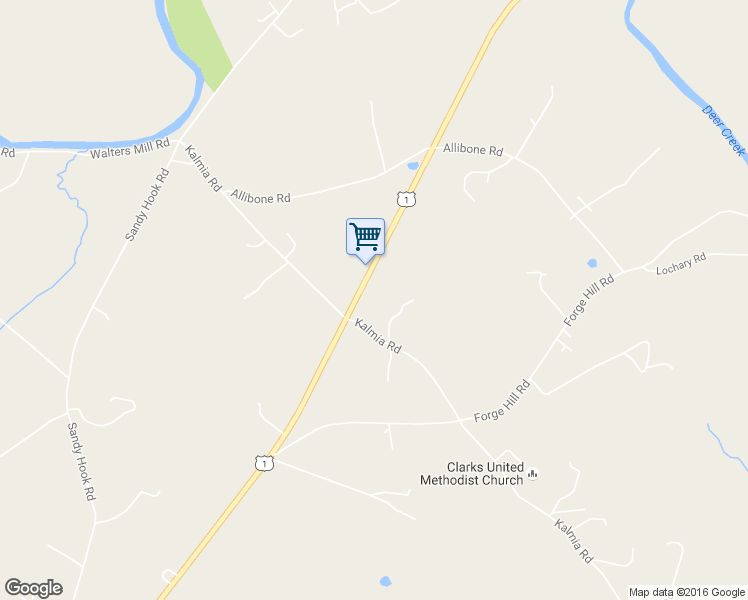 map of restaurants, bars, coffee shops, grocery stores, and more near 2807 Conowingo Road in Bel Air