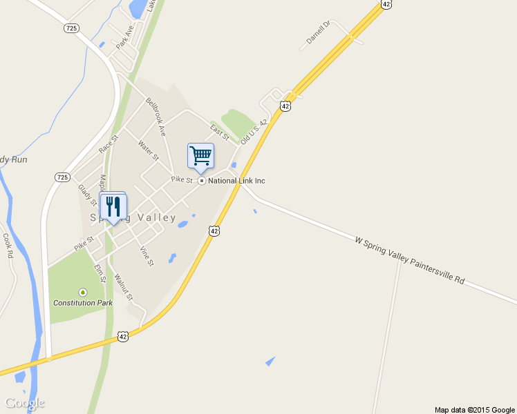 map of restaurants, bars, coffee shops, grocery stores, and more near 1567 West Spring Valley Paintersville Road in Spring Valley