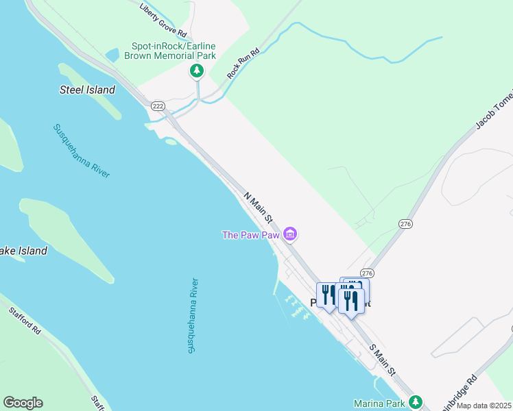 map of restaurants, bars, coffee shops, grocery stores, and more near 167 North Main Street in Port Deposit