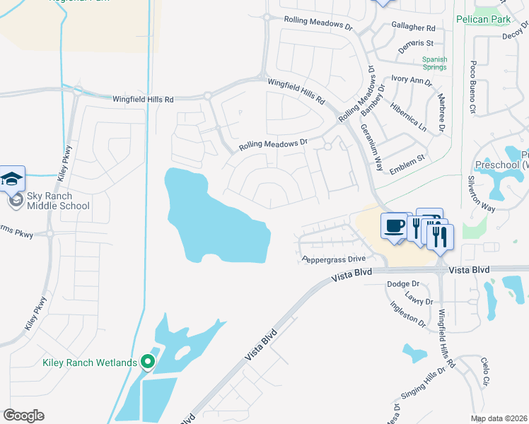 map of restaurants, bars, coffee shops, grocery stores, and more near 1953 Painted Valley Drive in Sparks