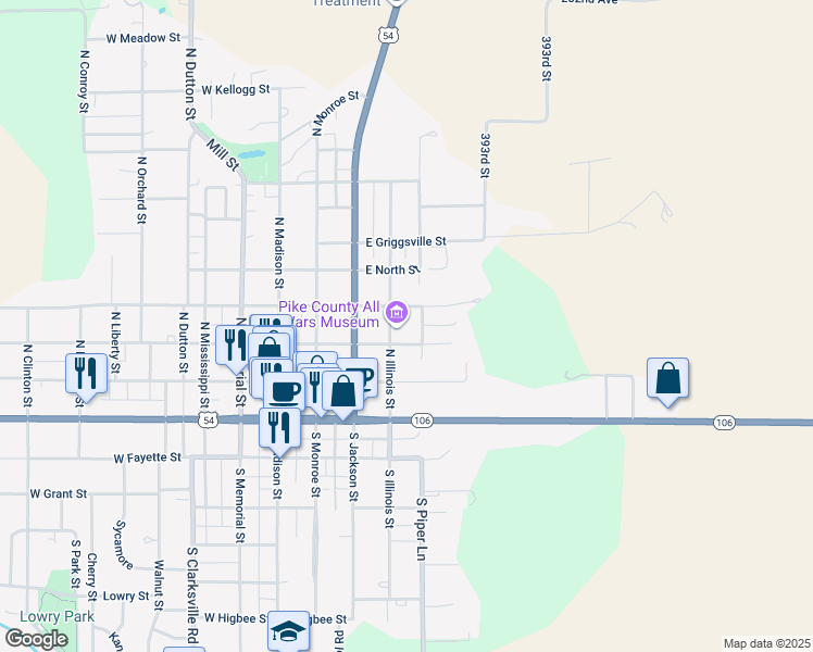 map of restaurants, bars, coffee shops, grocery stores, and more near 400 East Jefferson Street in Pittsfield