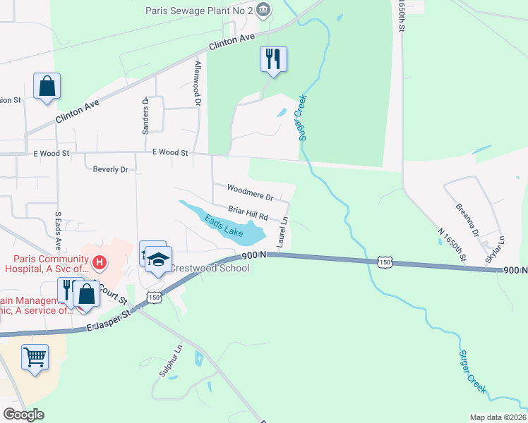 map of restaurants, bars, coffee shops, grocery stores, and more near 1-25 Briar Hill Road in Paris