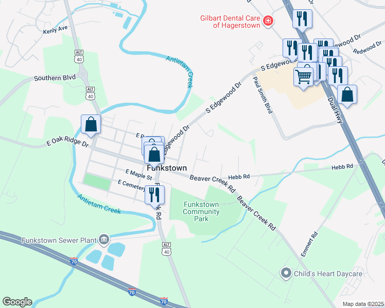 map of restaurants, bars, coffee shops, grocery stores, and more near 202 Bethlehem Court in Hagerstown
