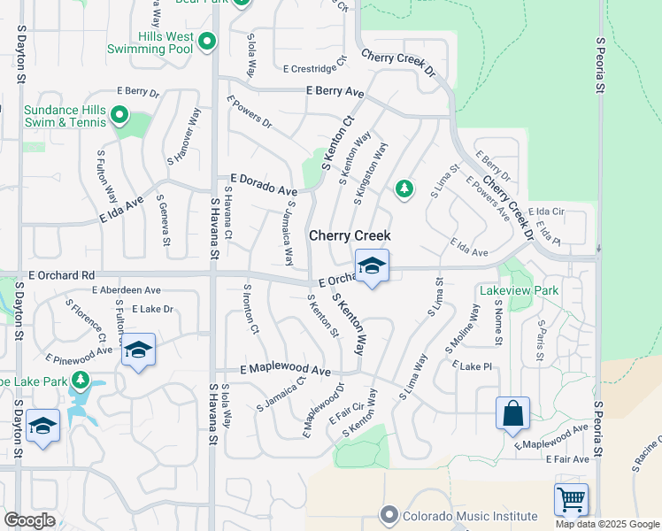 map of restaurants, bars, coffee shops, grocery stores, and more near 5841 South Kingston Way in Englewood