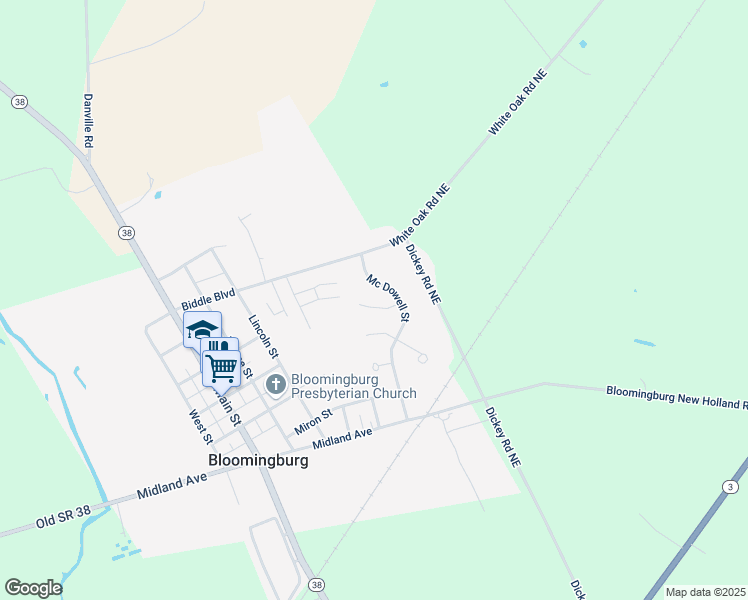 map of restaurants, bars, coffee shops, grocery stores, and more near 140 Mc Dowell Street in Bloomingburg