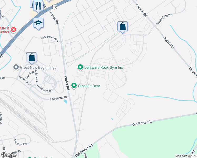 map of restaurants, bars, coffee shops, grocery stores, and more near 13 Grissom Drive in Bear