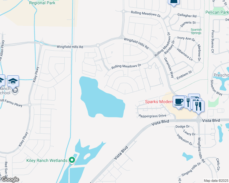 map of restaurants, bars, coffee shops, grocery stores, and more near 1883 Painted Valley Drive in Sparks