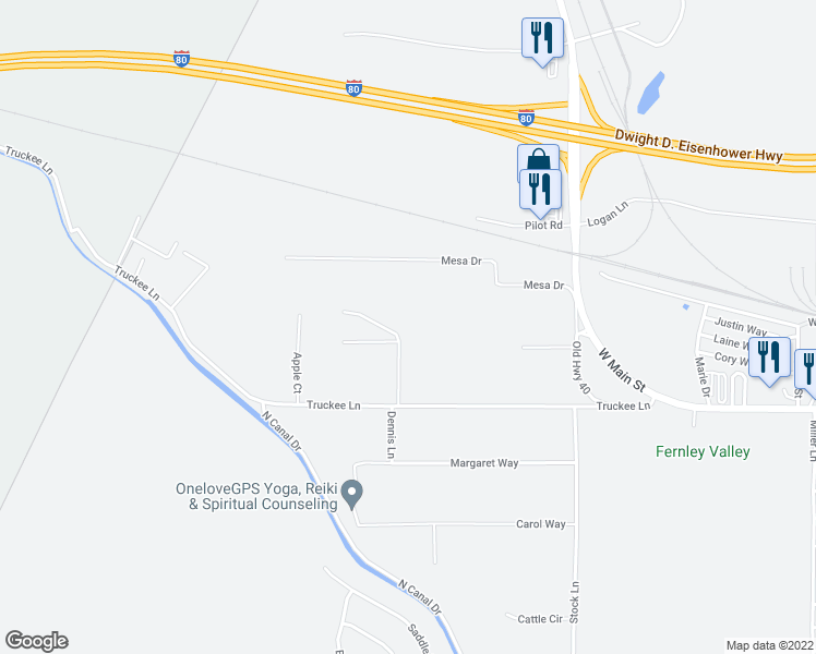 map of restaurants, bars, coffee shops, grocery stores, and more near 1120 Snowflower Road in Fernley