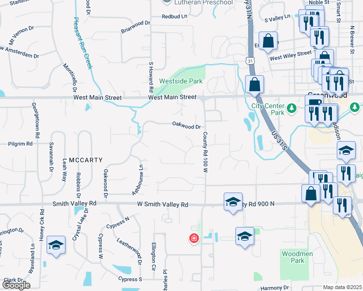 map of restaurants, bars, coffee shops, grocery stores, and more near 332 Naples Court in Greenwood
