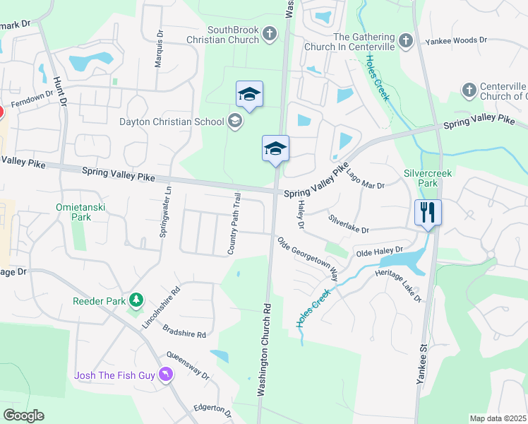 map of restaurants, bars, coffee shops, grocery stores, and more near 2028 Beth Ann Way in Miamisburg